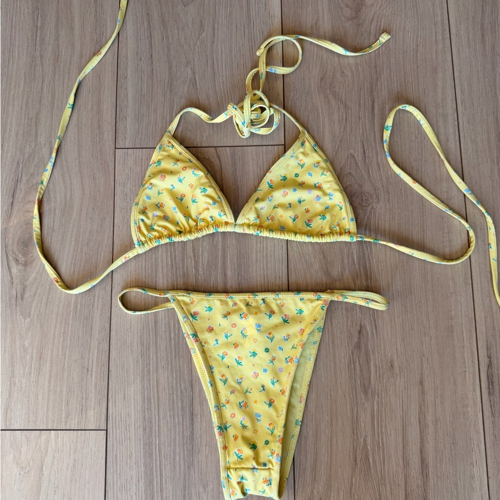 Frankie’s Bikinis Floral Yellow Swimsuit